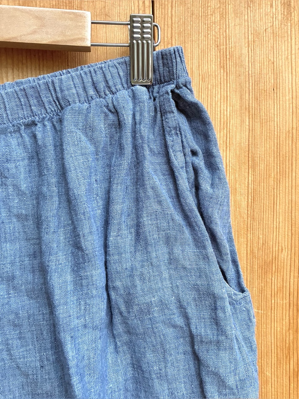 Flax Blue Linen Cropped Pants Sz Medium - Picture 3 of 6